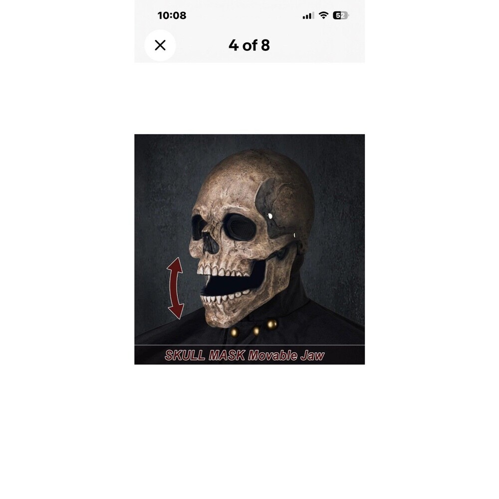 Full Head Skull Mask with Movable Jaw Halloween Head Realistic Latex Scary Mask